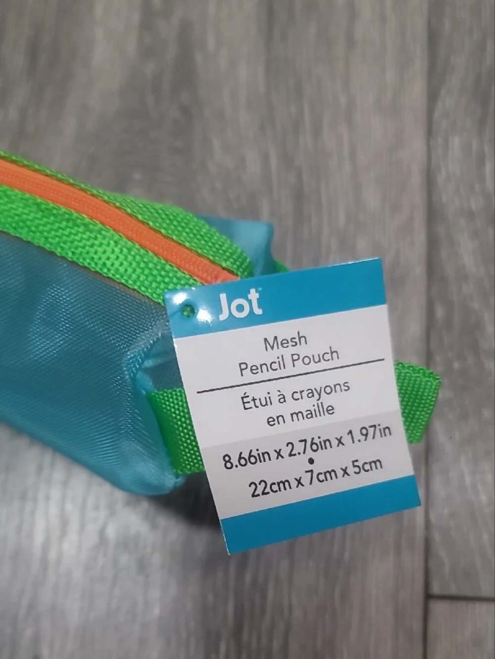 Teal with Neon Green Zipper Mesh Pencil Pouch